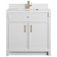 James Martin Bellshire 36" Single Bathroom Vanity in Bright White with Single Hole 3 cm White Zeus Silestone Top and Rectangular Sink, , large