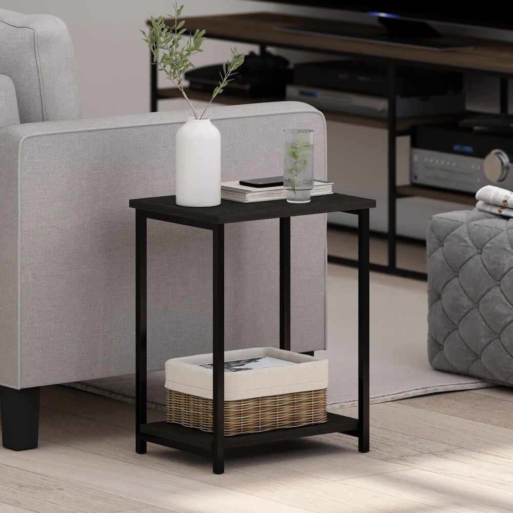 HOMLUX 2-Tier End Table with Open Shelf Storage Display in Espresso, , large