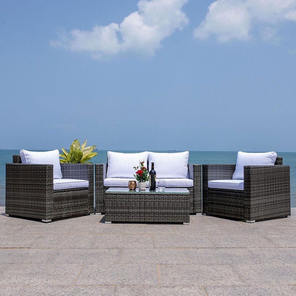 Safavieh Brielle 4-Piece Patio Living Set in Grey Brown, , large