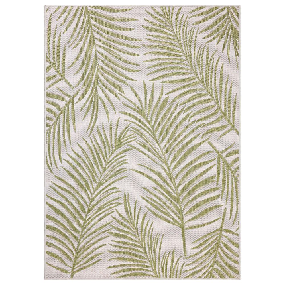 Loloi Easton Ivory and Green 5&#39;3&quot; x 7&#39;6&quot; Indoor/Outdoor Area Rug, , large