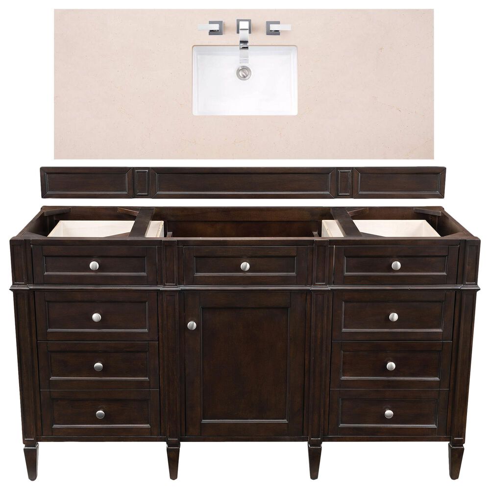 James Martin Vanities Brittany 48" Single Bathroom Vanity in Burnished Mahogany with 3 cm Eternal Marfil Quartz Top and Rectangle Sink, , large