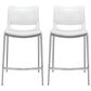 Zuo Modern Ace Counter Chair in White/Silver (Set of 2), , large