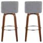 LumiSource Toriano Swivel Bar Stool with Grey Fabric Upholstery in Walnut and Chrome (Set of 2), , large