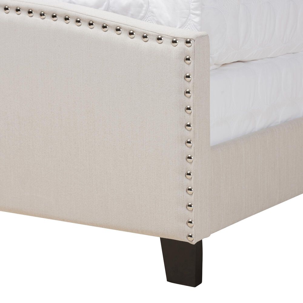 Baxton Studio Morgan King Bed with Beige Upholstered in Black, , large
