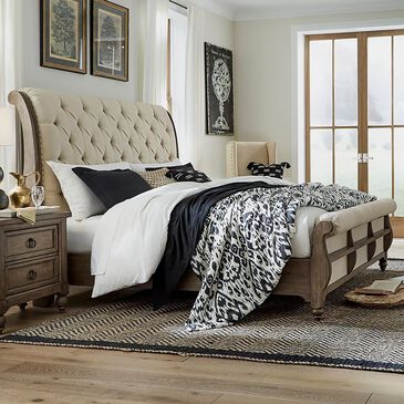 Belle Furnishings Americana Farmhouse Queen Sleigh Bed in Dusty Taupe, , large