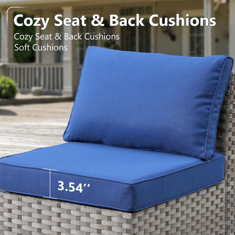 HOMLUX 9-Piece Wicker Sectional Patio Furniture Set in Navy Blue, , large