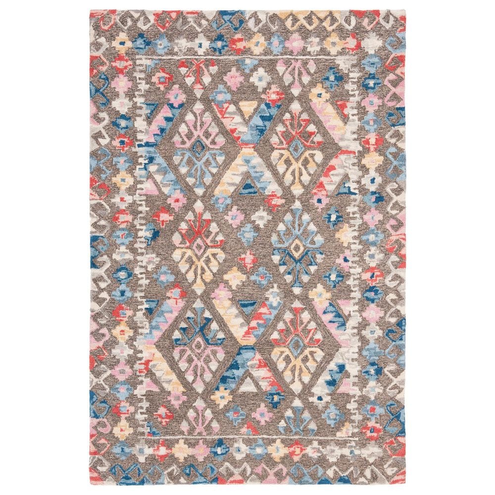 Safavieh Micro-Loop MLP351F 4" x 6" Gray and Blue Area Rug, , large
