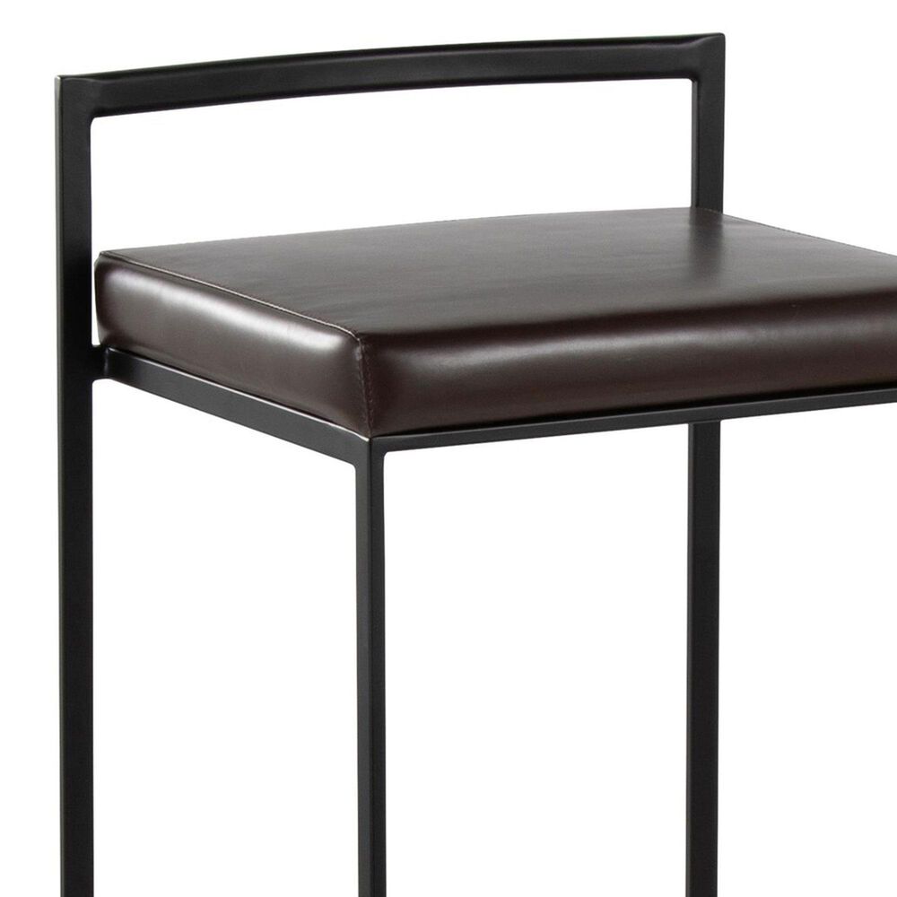 Lumisource Fuji Stackable Barstool with Brown Faux Leather Cushion in Black &#40;Set of 2&#41;, , large