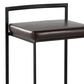 Lumisource Fuji Stackable Barstool with Brown Faux Leather Cushion in Black (Set of 2), , large