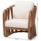 Baxton Studio Westham Arm Chair with Light Brown Rattan in White, , large