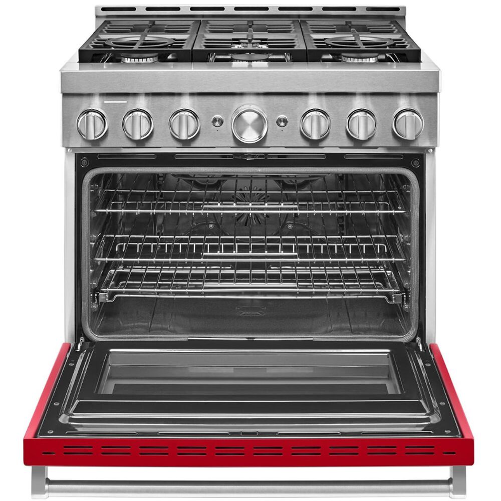 KitchenAid 36&quot; Professional Dual Fuel Range in Passion Red, , large