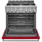 KitchenAid 36" Professional Dual Fuel Range in Passion Red, , large