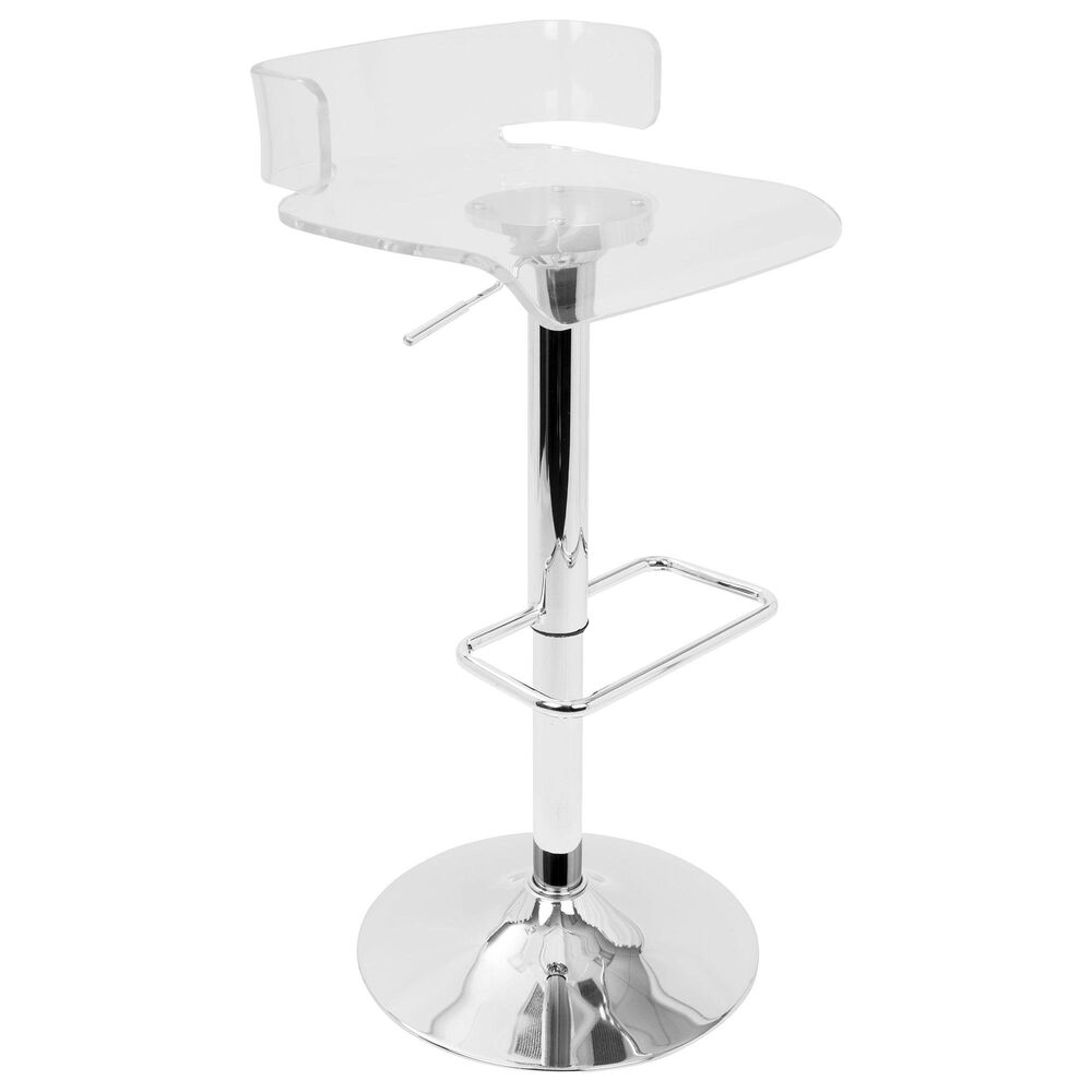 Lumisource Pride Adjustable Barstool in Clear/Chrome, , large