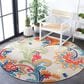 Safavieh Cabana CBN305A 6"7" Round Ivory and Blue Indoor/Outdoor Area Performance Rug, , large