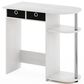 HOMLUX 32" Computer Desk with Two Drawers in White Oak and Stainless Steel, , large