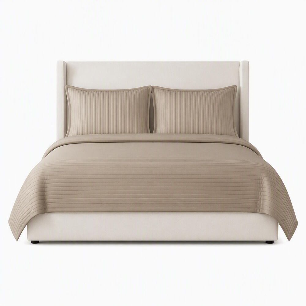 Ann Gish Channel Quilted Charmeuse King Coverlet in Metal, , large