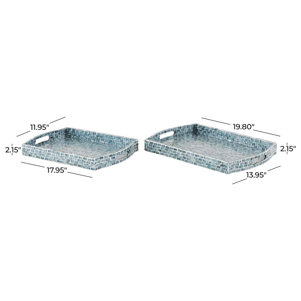 Maple and Jade 2-Piece Tray Set with Slot Handles in Polished Blue and Gray, , large