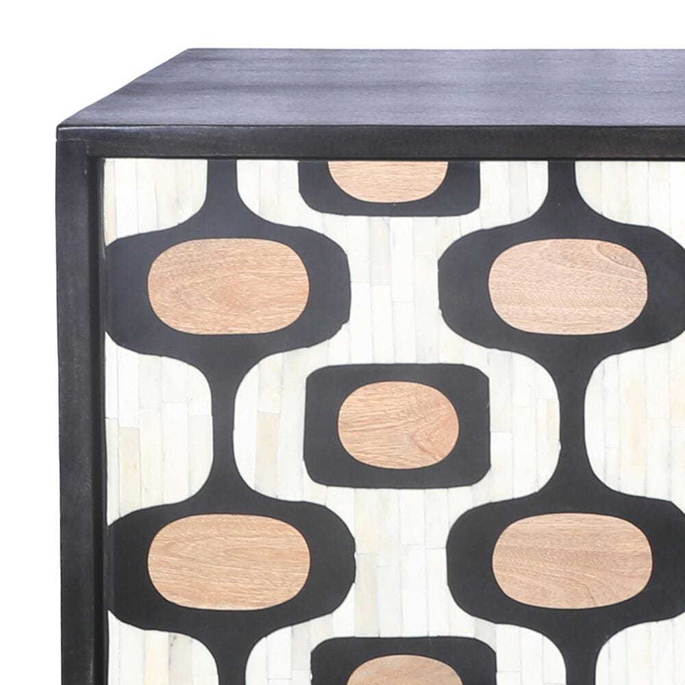 Bassett Mirror Company Paxton 4-Door Server in Ebony Mango, Ivory Bone, Natural Mango and Ant Brass, , large