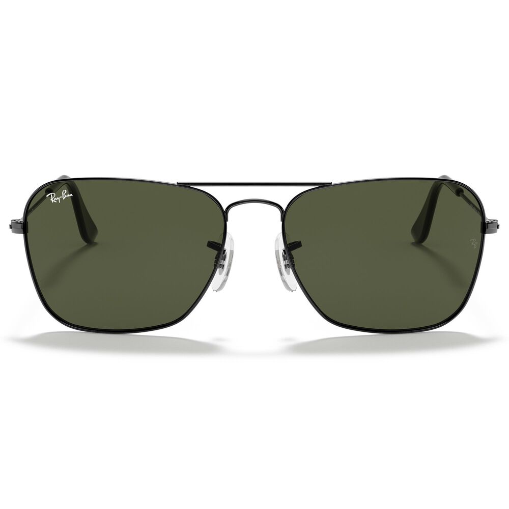 Ray-Ban Caravan Sunglasses with Green Lenses in Polished Gunmetal, , large