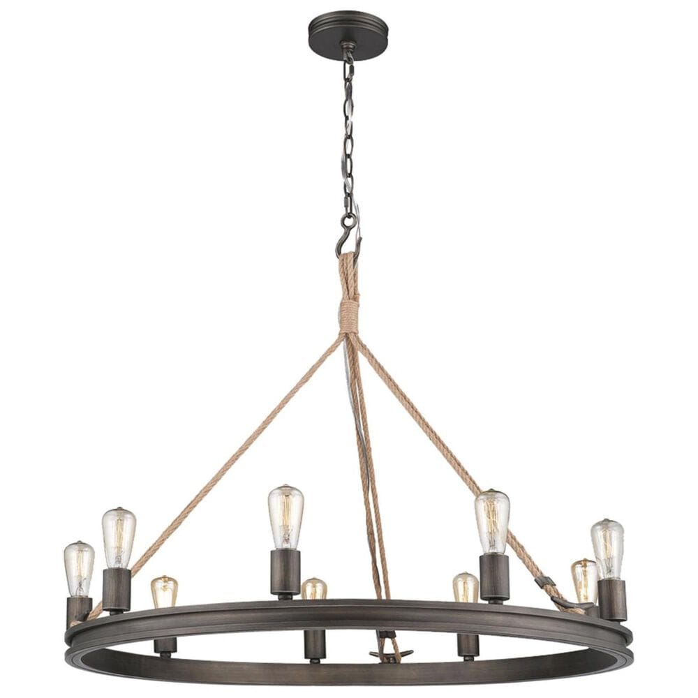 Golden Lighting Chatham 9-Light Chandelier in Gunmetal Bronze and Rope, , large