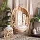 Baxton Studio Umika Patio Hanging Chair with Natural Brown Rattan in White, , large