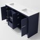 Lexora Home Lafarre 60" Double Bathroom Vanity in Navy Blue with 2 cm White Quartz Top and Rectangular Sinks, , large