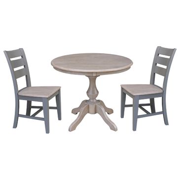 International Concepts 3-Piece Pedestal Dining Set in Graywashed and Clay Taupe, , large
