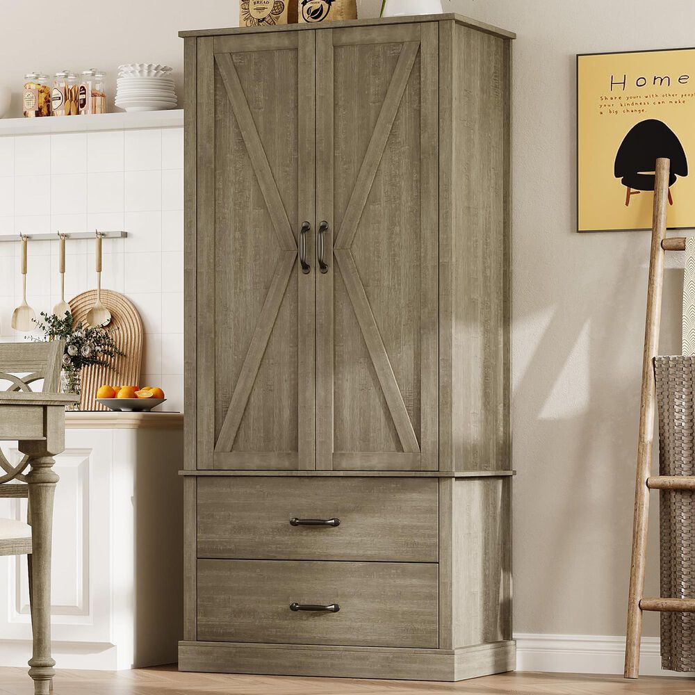 GARVEE 65" Kitchen Pantry Cabinet in Gray, , large