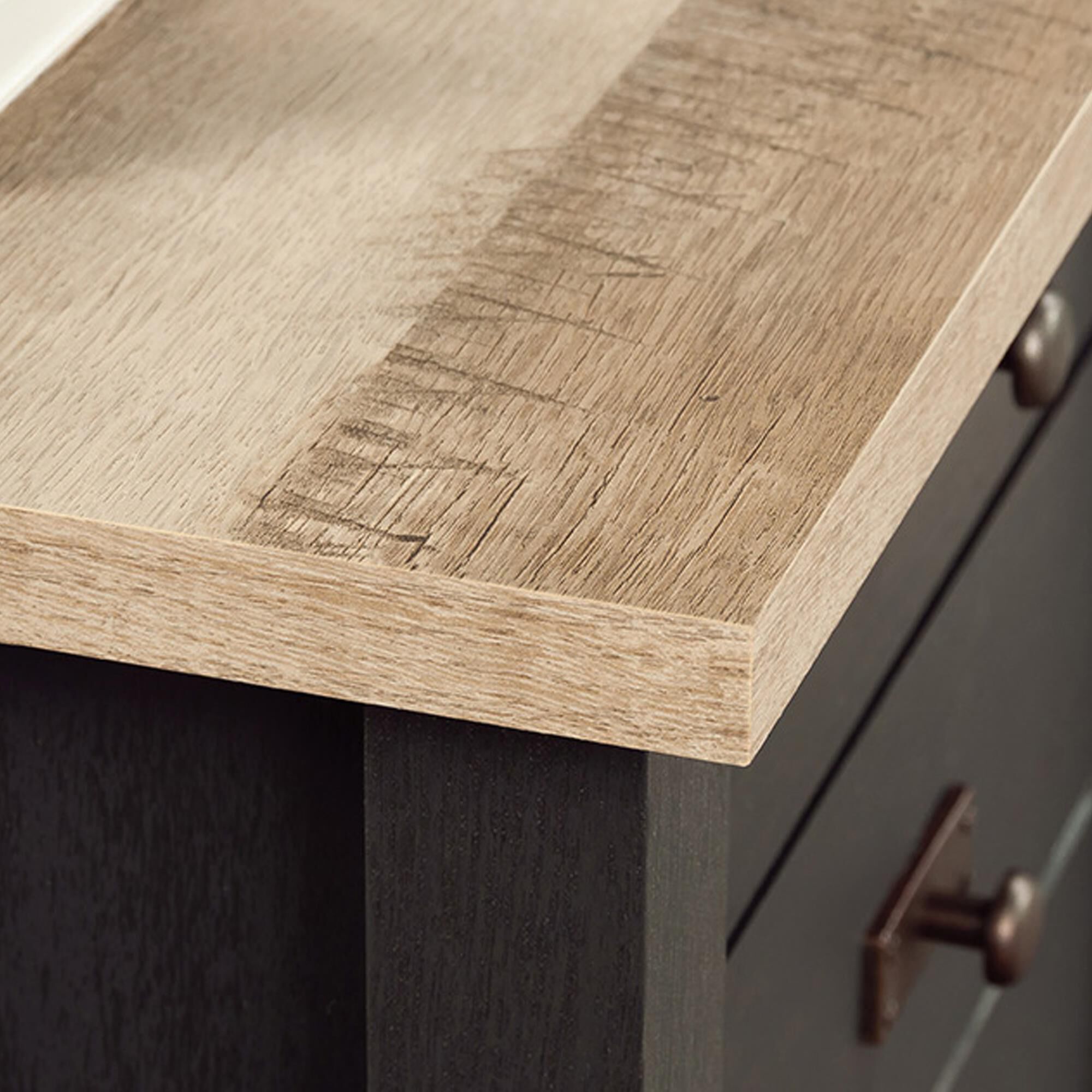 Sauder Cottage Road L Shaped Desk in Raven Oak and Lintel Oak NFM