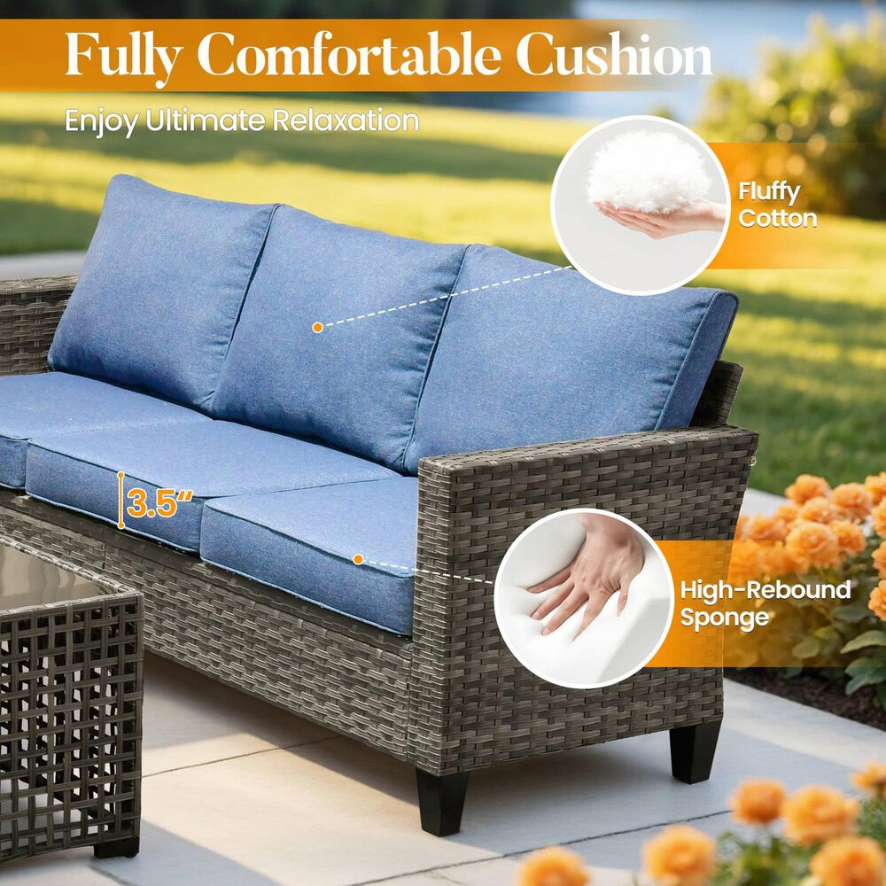 HOMLUX 4-Piece Outdoor Sofa Set in  Denim Blue, , large