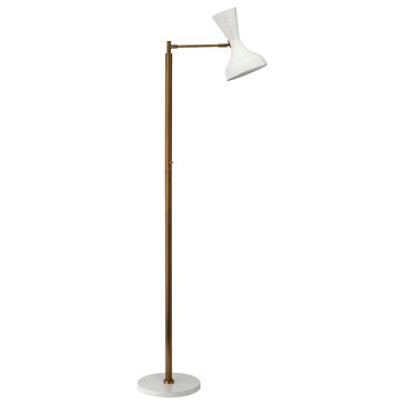 Splendor Living Pisa Floor Lamp in Antique Brass and White, , large