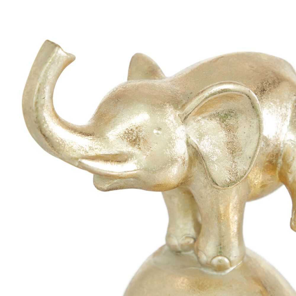 Maple and Jade 10&quot; x 8&quot; Elephant Sculpture in Gold and Black, , large