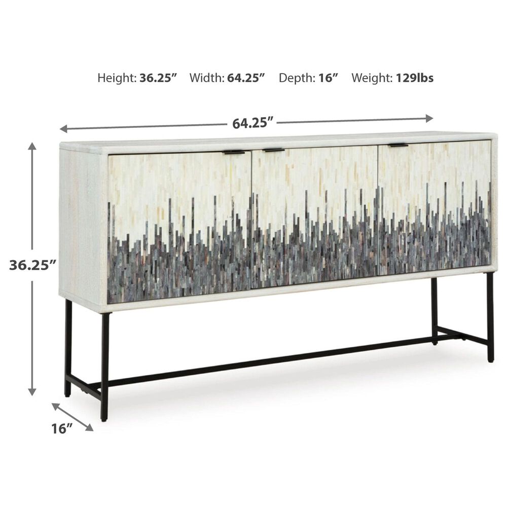 Ashley Freyton Accent Cabinet in Light Distressed White, Gray and Black, , large
