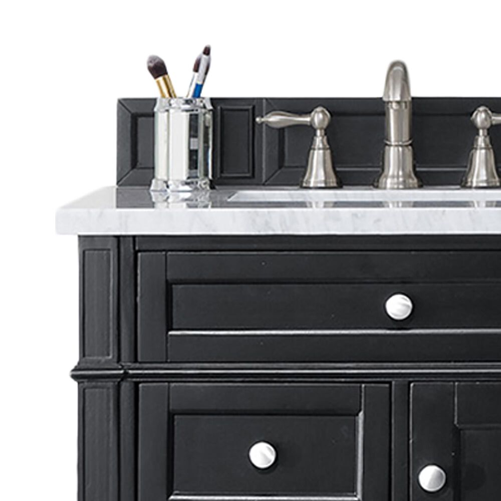 James Martin Vanities Brittany 30&quot; Single Bathroom Vanity in Black Onyx with 3 cm Carrara White Marble Top and Rectangle Sink, , large