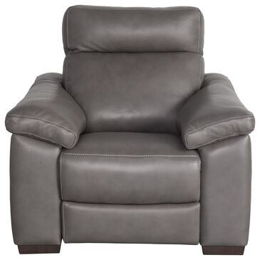 Natuzzi Editions Estremo Leather Chair with Dual Power Motion in Sauvage Dark gray, , large