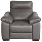 Natuzzi Editions Estremo Leather Chair with Dual Power Motion in Sauvage Dark gray, , large