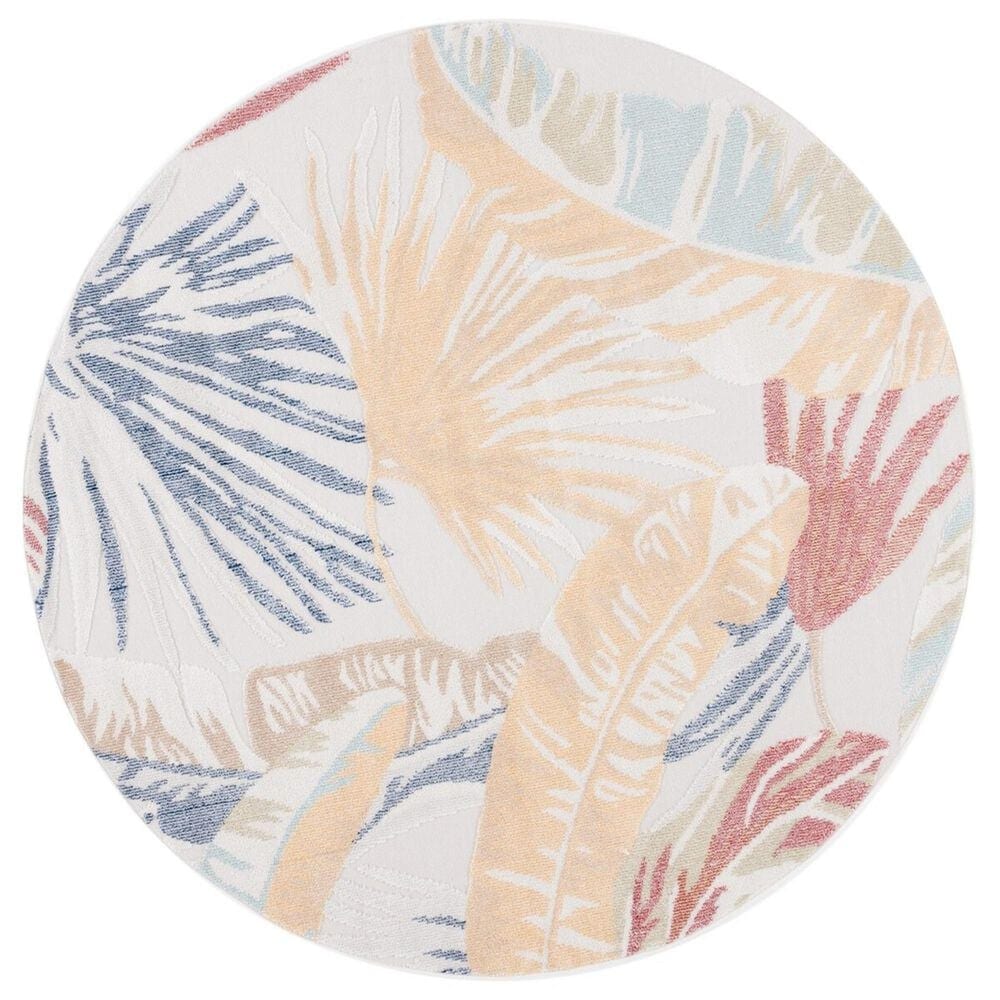 Safavieh Sarasota 6"7" Round Light Green and Beige Indoor/Outdoor Area Rug, , large