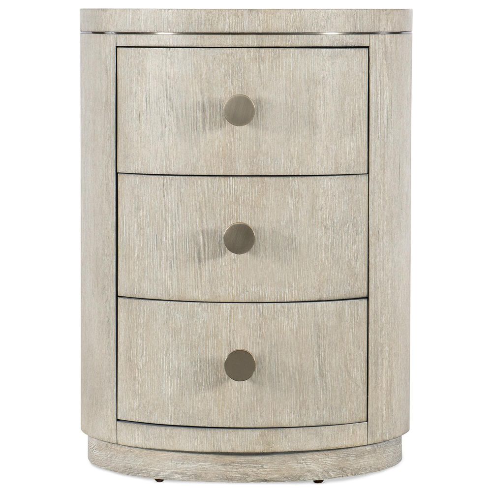 Hooker Furniture Modern Mood 3-Drawer Round Nightstand in Diamond and Pewter, , large