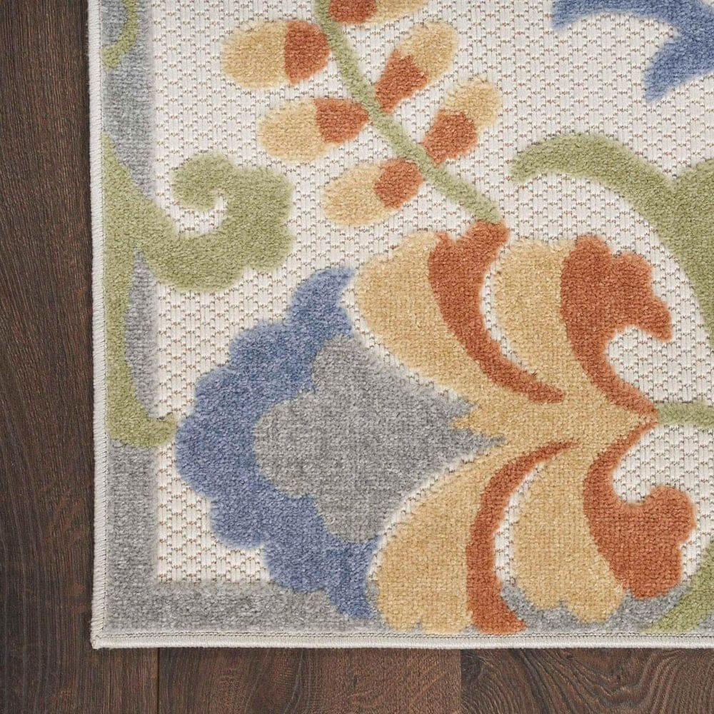 Nourison Aloha ALH17 2&#39; x 6&#39; Ivory and Blue Indoor/Outdoor Runner, , large