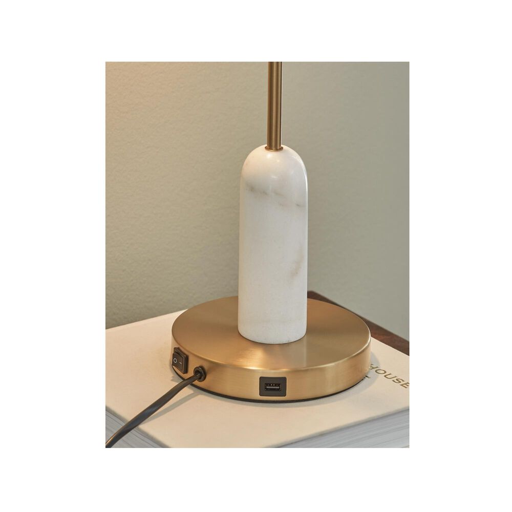 Ashley Rowleigh Metal/Marble Desk Lamp, , large