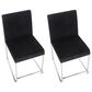 LumiSource Fuji Side Chair with Black Velvet Cushion in Brushed Stainless Steel (Set of 2), , large