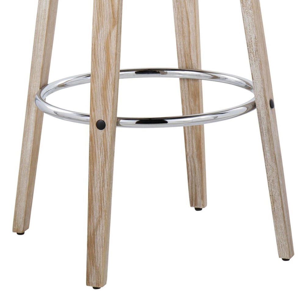 LumiSource Matisse 30" Swivel Barstool with Cream Fabric Upholstery in Whitewashed and Chrome (Set of 2), , large