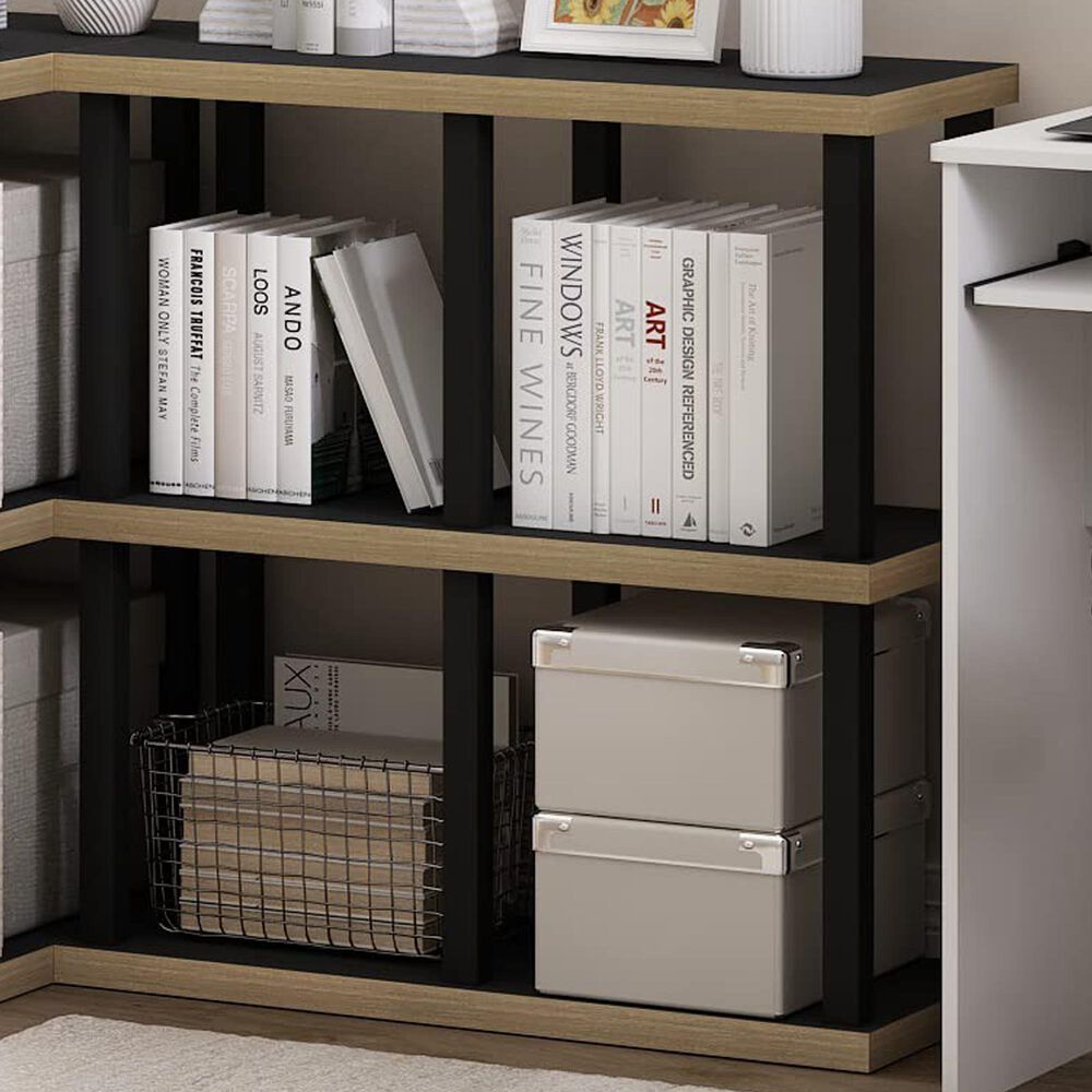 HOMLUX 4-Cube Display Bookshelf in Americano and Black, , large