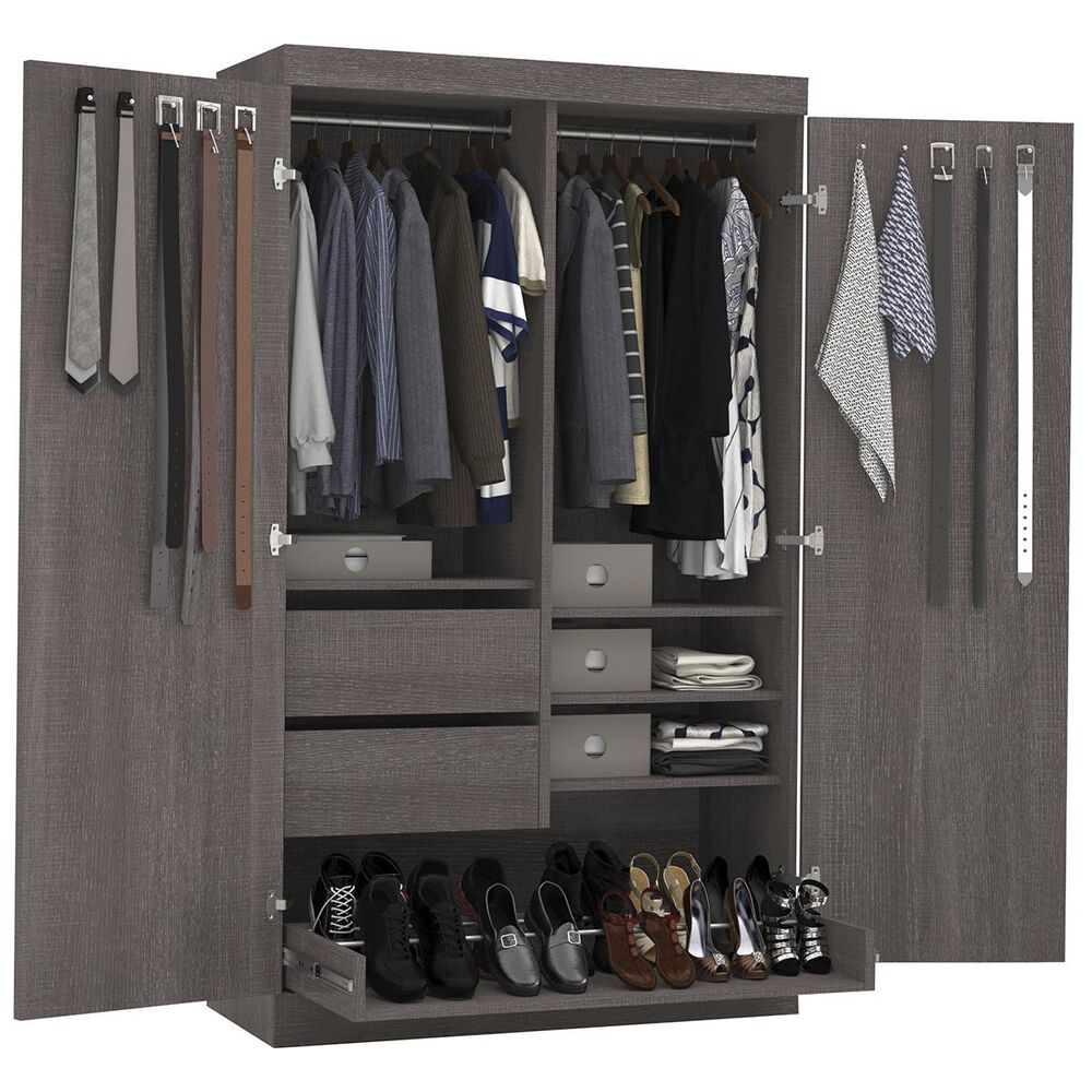 Bestar Pur Pullout Armoire In Bark Gray, , large