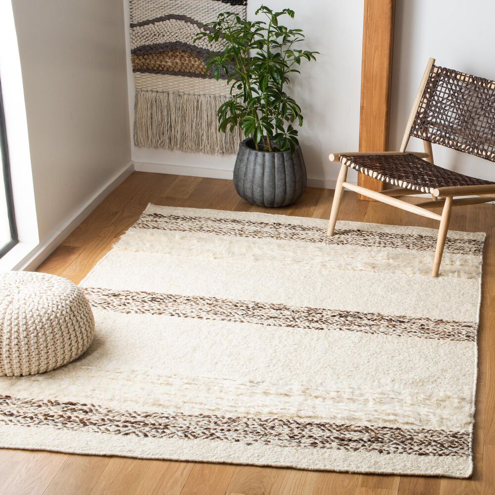 Safavieh Natura NAT321A 6&#39; x 9&#39; Ivory and Brown Area Rug, , large