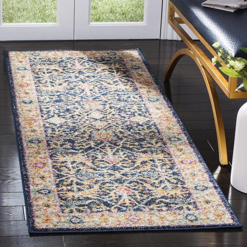 Safavieh Madison MAD612D 2"2" x 10" Navy and Creme Runner, , large