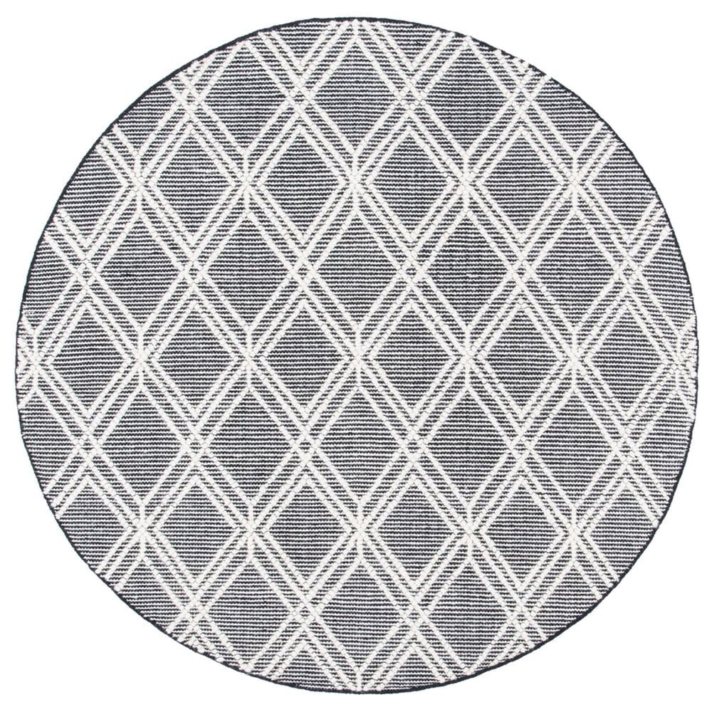 Safavieh Natura NAT478A 6" Round Ivory and Black Area Rug, , large