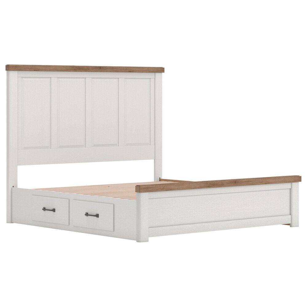Ashley Savonport King Storage Panel Bed in White and Brown, , large