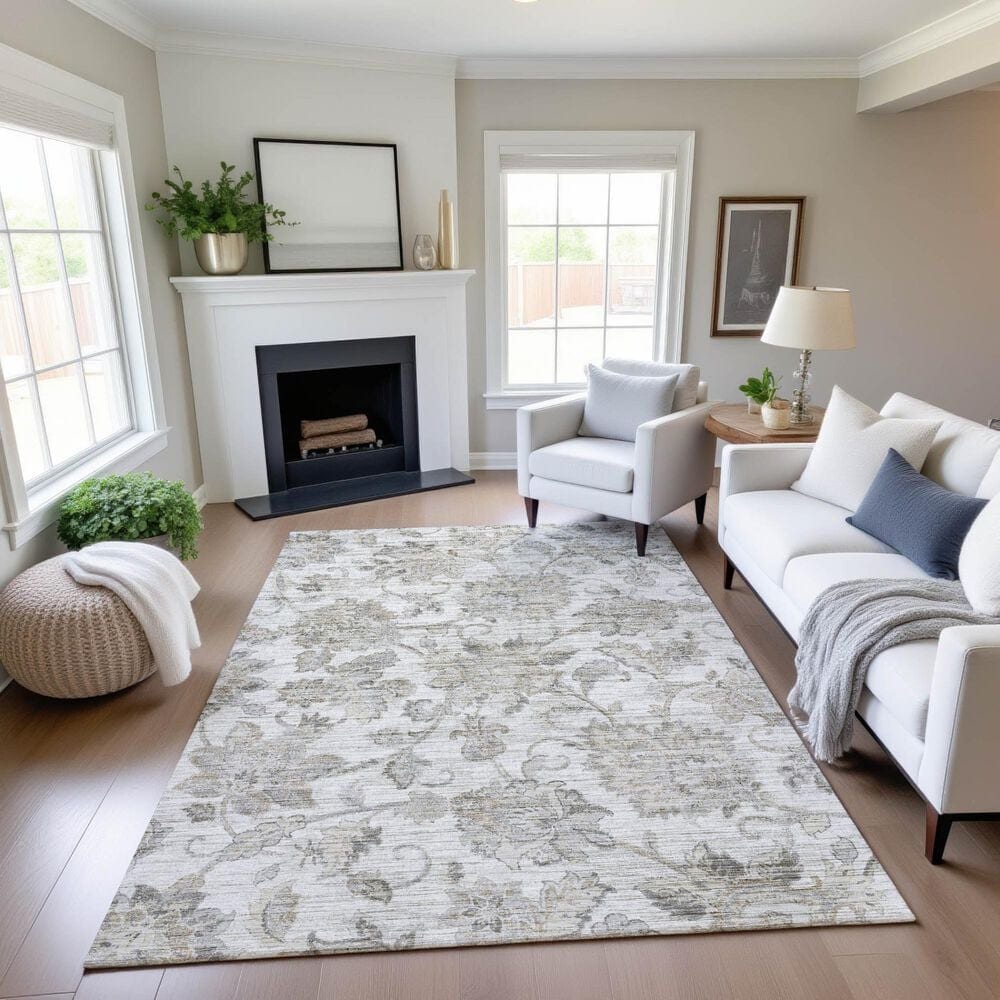Dalyn Rug Company Silk Road Linen, Ivory, Taupe, Beige and Silver 8&#39; x 10&#39; Area Rug, , large