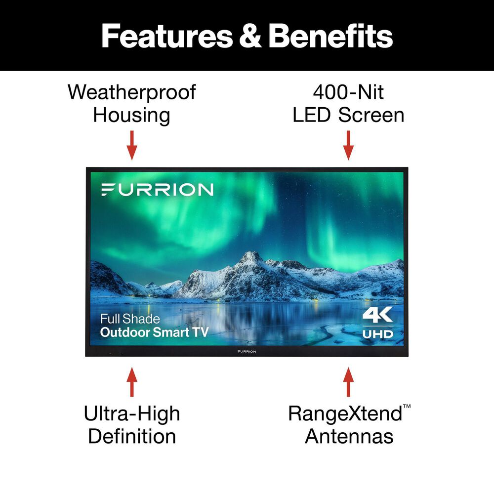 Furrion Aurora 50" Class Full Shade 4K UHD LED - Outdoor Smart TV with Full Motion Mount in Black, , large